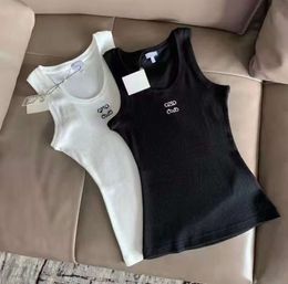 Réservoirs pour femmes Camis Anagram Embroidé en coton-mélange de bordeaux courts supérieurs de créateurs t-shirts Suit tricot Femme Cropped Jersey dames thes tops Designer Fashion 56343