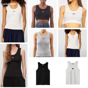 Débardeurs pour femmes Camis Débardeur en coton mélangé brodé Anagram Shorts Designer Nylon Yoga Costume O-cou Sans Manches Soutien-Gorge De Sport Gilet Solide Élastique Femme Loewe Débardeur