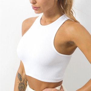 Tanks pour femmes camis crop top femelles solides t-shirts de base vont street streetwear élastique élastique