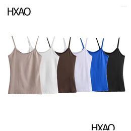 Tanks pour femmes camis hxao tops femmes crop top t-shirt sans manches mode backless tube femelle chemise couchée