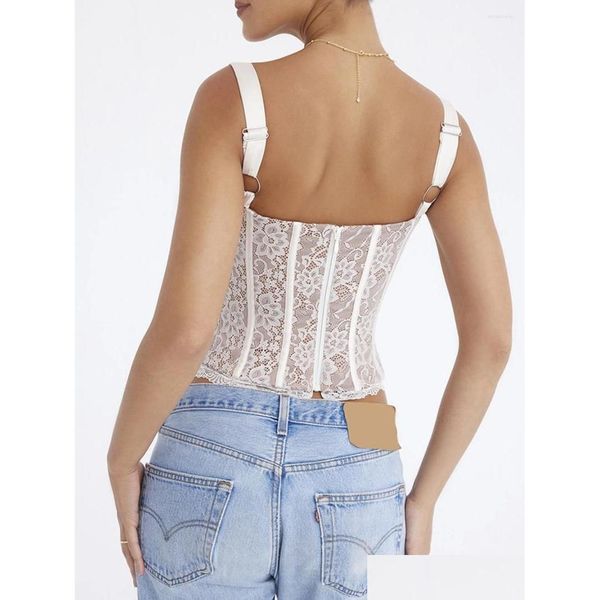 Femmes Tanks Camis Femmes S Dentelle Corset Débardeurs Sans Manches Central-Fermoir Avant Slim Fit Boned Crop Bustier Drop Livraison Vêtements Clot Otiq3