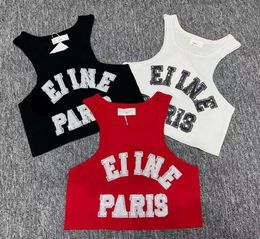 Dames tanks correct letter vrouwen 3 kleur mouwloos letterpatroon pailletten op eval crop tops mode casual zomervest 345465