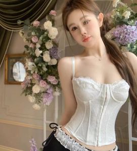 Dames tanks sexy satijn strapless buis top chic zoete gewas Koreaanse vrouwen feest Clue camis corset bustier
