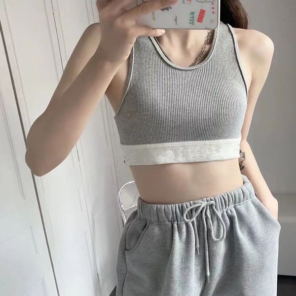 Tanks pour femmes Stripe Stripe Fashion Sexy Crop Top Slim Tops O-Neck Sans manches Souli