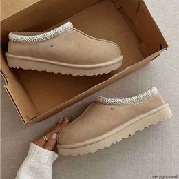 Dames Tasman Slippers Tazz mosterdzaad Kastanjebont Slippers Schapenvacht Klassiek Ultra Mini Platform Boot Winter Dames Heren Instappers Suède Bovenwerk Wol Herfst