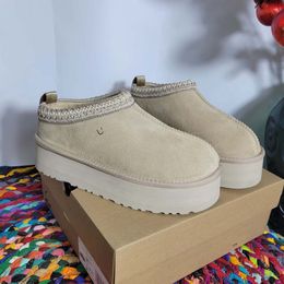 Zapatillas Tasman para mujer Zapatillas Tazz Marrón castaño Semilla de mostaza Piel de oveja clásica Botas de suela gruesa súper mini Zapatos planos de invierno para mujer Gamuza Tallas superiores 35-44