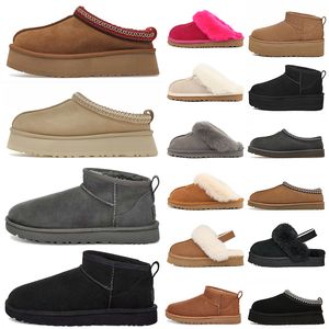 Femmes Tazz Pantoufles Plate-forme Tasman Slipper Discquette Châtaigne Moutarde Graine De Fourrure Diapositives Bottes De Designer Femmes Ultra Mini Court Cheville Chaud Bottillons Mocassins Occasionnels