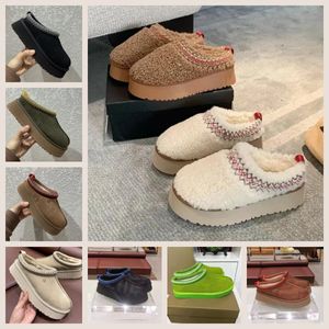 Chaussons Tazz pour femme - Claquettes en fourrure Tasman - Graines de moutarde classiques - Ultra mini - Bottines à enfiler - Les Petites - Bottines d'hiver en daim et laine mélangées - Taille 35-44