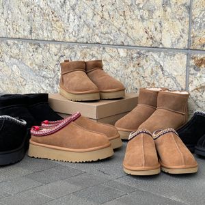 Dames Tazz Slippers Tasman Slipper Bont Slippers Dames Instappers Slippers Ultra Mini Platform Boot Zwart Kastanje Suède Winter Aanbevolen Enkellaarsjes