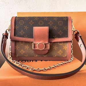 Womens the tote bag 2 Size DAUPHINE Brown flower bags M45958 M45959 Man Wallet luxe designer gouden handtas clutch flap Echt leer cross body chain Schoudertassen