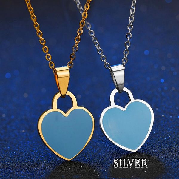 Femmes Tiff Gold Chain Love Collier Designer Bijoux Femmes Charme Moissanite Double Coeur Pendentifs Canal Cjewelers Clover Neckla2933