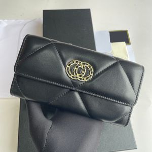 Diseñador atemporal para mujer bolsas de billetera larga de billetera Lambsker/caviar cuero múltiple pochette dorado hardware hardware diamante bolsillo de bolsillo de 19x10 cm