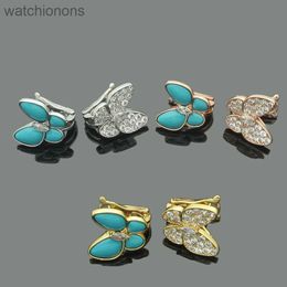 Dames topklasse Vancelfe originele designer oorbellen gouden sieraden vlinder turquoise diamant oorring set met diamanten oorbellen voor sieraden met logo