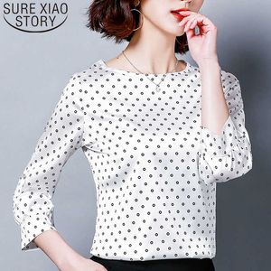 Womens Tops en Blouses Off Shoulder Top Womens Clothing Polka Dot Puff Sleeve Dames Tops Plus Size Tops White Shirt 2528 50 210527