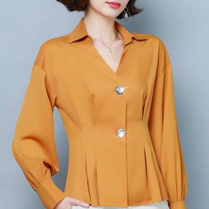 Femmes Tops et chemisiers Blouse en mousseline de soie à col en V 2XL 3XL 4XL Plus Taille Femmes Tops Blouses Femme Blouse à manches longues Femmes C660 210602