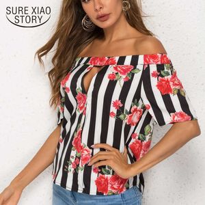 Womens Tops and Blouses Women Shirts Blusas Mujer de Moda Dames Tops Gestreepte Slash Neck Printing Plus Size Dames 4151 50 210528