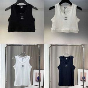 Damestops Tanktop T-shirt Anagram Normaal cropped katoenjersey Camis Dames Femme Knits Tees Designer Borduursel Gebreid vest Sport Ademend Yogavest Tops443