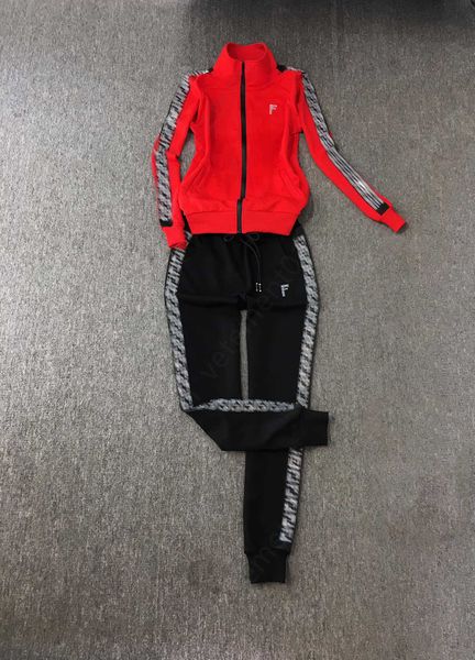 Chándal para mujer Traje de jogging de diseñador Conjunto de dos piezas Chaqueta con cuello levantado y cremallera de manga larga y pantalones de chándal informales Trajes Chándales Ropa