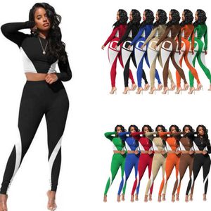 Dames tracksuits mode sexy trend positionering print tweedelig broek set lange mouwen broek joggingpak