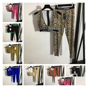 Femmes Survêtements Mode Gilet Pantalon Yoga Ensembles Lettre Imprimer Femmes Deux Pièces Ensemble Y Dames Fitness Vêtements Sportswear Costume Drop Livraison Dhh3R