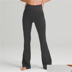 Parcours pour femmes NWT L-06 Femmes High Waist Yoga Pantalons évasés Pantalons sportifs de la jambe solide Couleurs minces hanches en vrac Collages de danse Mesdames Otavp