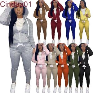 Womens Tracksuits Outfits Autumn Winter Solid Slim Hooded Streetwear Drawcord Two Piece Set