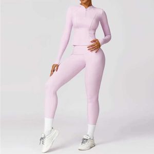 Survêtements pour femmes Yoga ensemble deux pièces vêtements d'athlétisme pour femmes vêtements d'exercice vêtements de sport fitness à manches longues haut court taille serré sportswe J240305