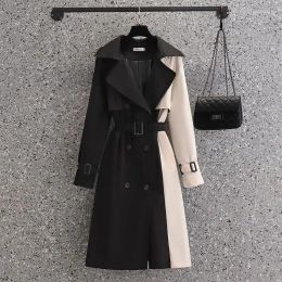 Trench Coats féminins 2023 automne coréen mid-longueur women women contraste Couleur Couleur patchwork printemps brise-vent femelle Drop.