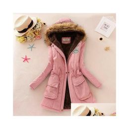 Abrigos de trinchera para mujer 2023 Otoño Invierno Mujer Chaqueta de algodón Acolchado Casual Slim Coat Boridery Parkas con capucha Wadded Abrigo cálido Drop Otlxz