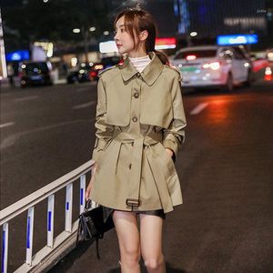 Trench Coats 2023 pour femmes pour femmes revers d'automne de printemps doubles de bureau extérieur occasionnel midi