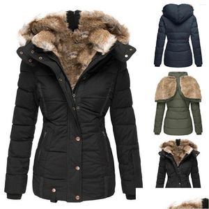 Trench Coats Womens Automne Hiver matelassé chaud Solide P Bouton de veste épaissis