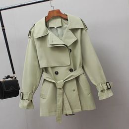 Gabardina para mujer Moda británica Temperamento Rompevientos Abrigo para mujer Primavera Otoño Cintura Trench Coat Allmatch Abrigo corto Lady Jacket 230216