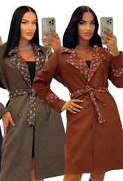 Femmes Trench Coats Designer Laine Mélanges Femmes Coupe-Vent Corps Lettre Imprimer Veste Lâche Ceinture Manteau Femme Casual Longues Tranchées