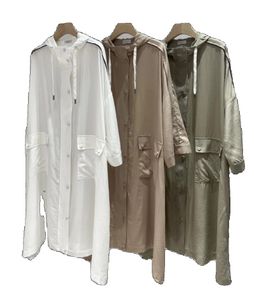 Trench Coats Womens Spring Tencel Brunello Long Windbreaker manteaux Cucinelli blanc vert brun