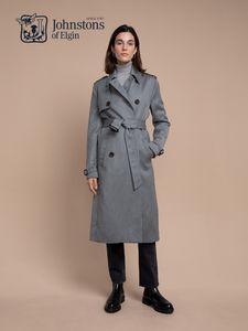 Femme Trench Coats Printemps Laine Manches Longues Double Boutonnage Coupe-Vent Rouge Gris Bleu