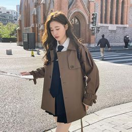 Trench Coats Womens Superaen Pu Leather Breaker Spring and Automne Korean Style Jacket Coats Tops
