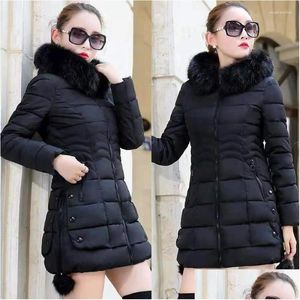 Femmes Trench Coats Veste d'hiver Parka à capuche Grand col de fourrure Femme Épais Manteau chaud Coupe-vent Pardessus Confort Casual Outwear -30 Dro Ottpj