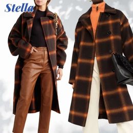 Femmes Trench manteaux hiver épais lâche revers élégant à manches longues Plaid Evermore manteau pardessus femme automne et veste 231023