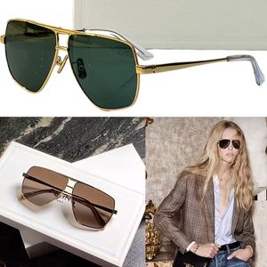 Gafas de sol Triomphe 03 para mujer Cl40246 Gafas de piloto cuadradas para hombre Marco cuadrado de metal Lentes de humo verde con bolsa para gafas