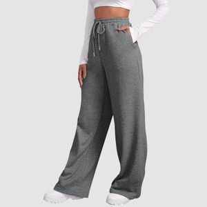 Pantalon femme Sport Jogging doublé polaire pantalon de survêtement jambe droite bas Joggers entraînement pantalon de survêtement bas pantalon de base 240201