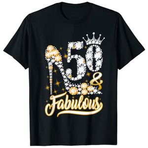 Dames t -shirt 50 fantastische 50 jaar oud 50e verjaardag diamant kroonschoenen grafische tee tops vrouw t shirts 230414