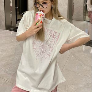Femmes Tshirt Coton T-shirts Femmes Violet Cobweb Imprimer Été À Manches Courtes Collège Coréen Lâche Allmatch Design Tops Haruku Mode 230601