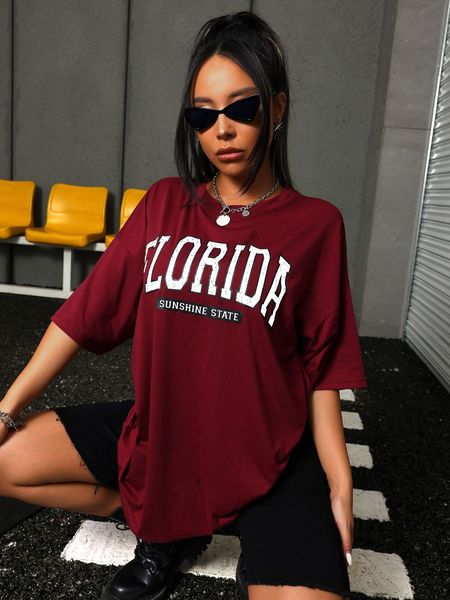 Womens TShirt Florida The Sunshine State Lettera Stampata Magliette Donna Street Hip Hop Manica corta 100% Cotone Personalità Maglietta allentata 230510