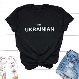 TShirt Femme Im Ukrainien Femmes Hommes Casual Lettre Imprimer Ukraine Amant T Harajuku À Manches Courtes Tee Coton Femme Vêtements 230407