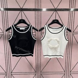 Womens TShirt Knit Top Crop Top sans manches en tricot Casual Summer Vest Fashion Shopping Party Tank Top