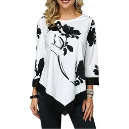 T-shirt pour femme T-shirt pour homme Printemps Ultrafine T-shirt pour femme Casual Irrégulier Oneck Dentelle Splice Fleur Imprimer T-shirt Femme Top Dessin Fleur Vêtements 230410