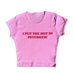 Camiseta para mujer PSYCIC Baby Tee Cute Pink Impreso Estético Hada Crop Tops Y2k Ropa Punk Streetwear Sweet Emo Girls Sexy Camisetas 230411
