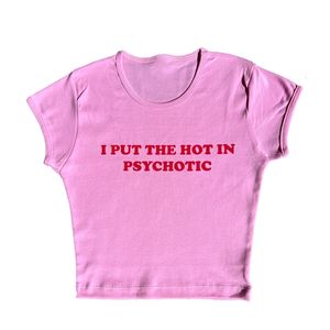 T-shirt femme PSYCIC Baby Tee Mignon Rose Imprimé Esthétique Fée Crop Tops Y2k Vêtements Punk Streetwear Sweet Emo Girls Sexy TShirts 230421