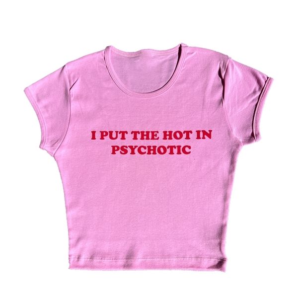 T-shirt pour femmes PSYCIC Baby Tee Cute Pink Womens Imprimé Esthétique Fée Crop Tops Y2k Vêtements Punk Streetwear Sweet Emo Girls Sexy TShirts 230503
