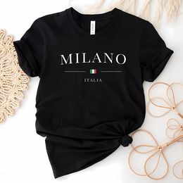 T-shirt femme été Milano lettres imprimer Y2k t-shirt dames à manches courtes luxe t-shirts vêtements lâche pur coton doux hauts 230620